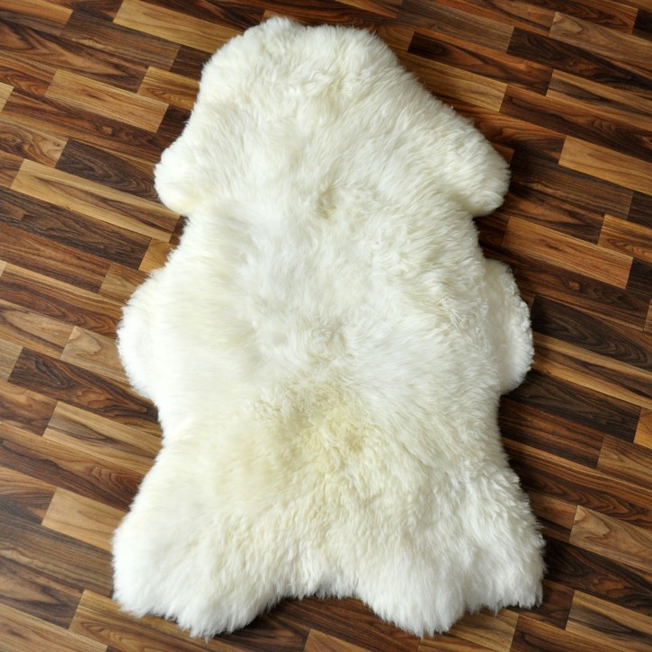 XXXL Schaffell Teppich Naturprodukt Lammfell ÖKO Gegerbt 120-130 weiß