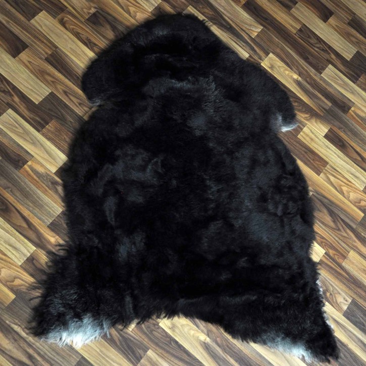 Echtes Lammfell Schaffell Fell schwarzbraun grau 120x90 geschoren #2200