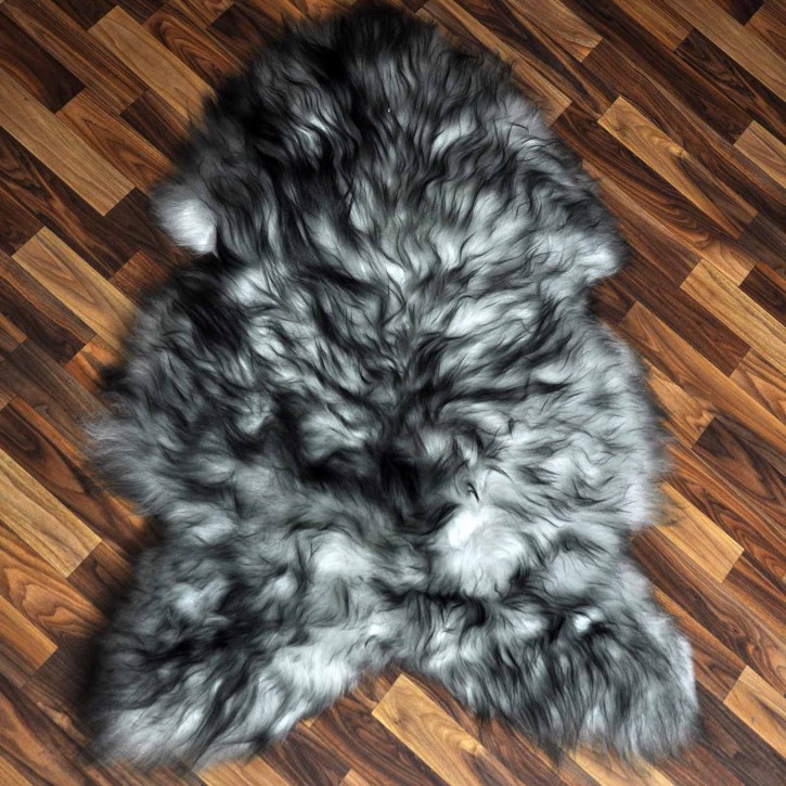 Island Schaffell grau schwarz geflammt 115x80 Krampus #2270