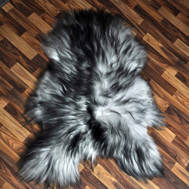 Island Schaffell grau schwarz geflammt 115x80 Krampus #2271