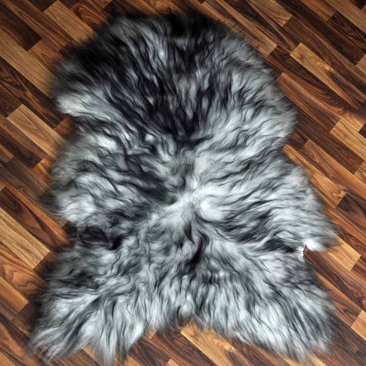 Island Schaffell grau schwarz geflammt 110x80 Krampus #2273