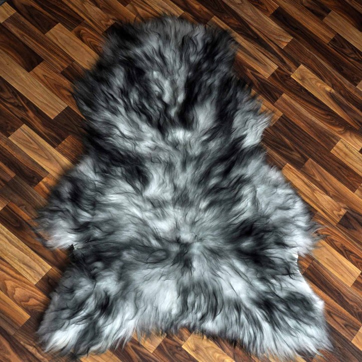 Island Schaffell grau schwarz geflammt 115x80 Krampus #2279