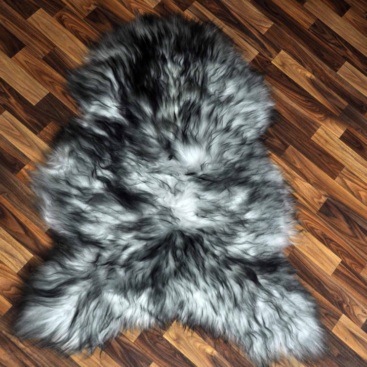 Island Schaffell grau schwarz geflammt 115x85 Krampus #2282