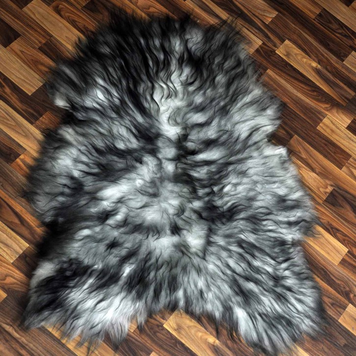 Island Schaffell grau schwarz geflammt 110x80 Krampus #2285