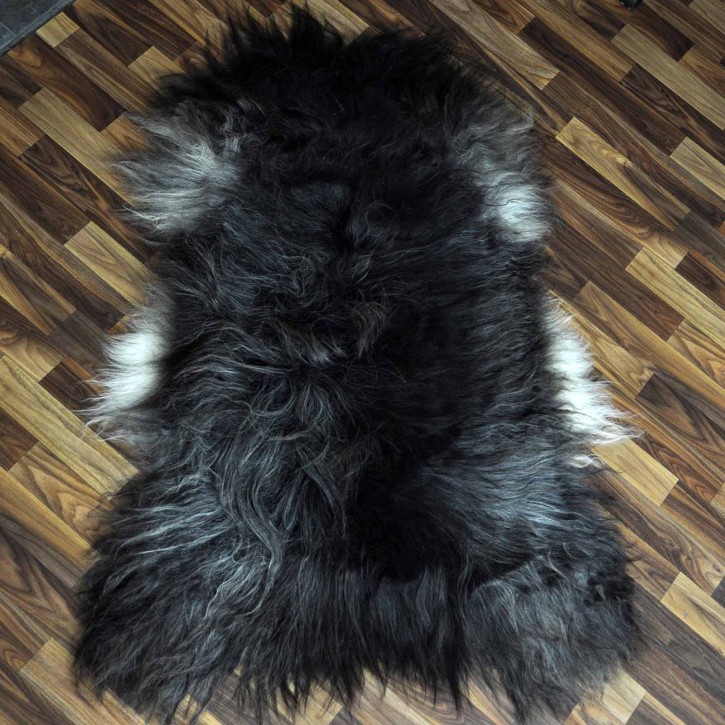 XXXL Island Schaffell schwarzbraun grau 130x90 Krampus #2431