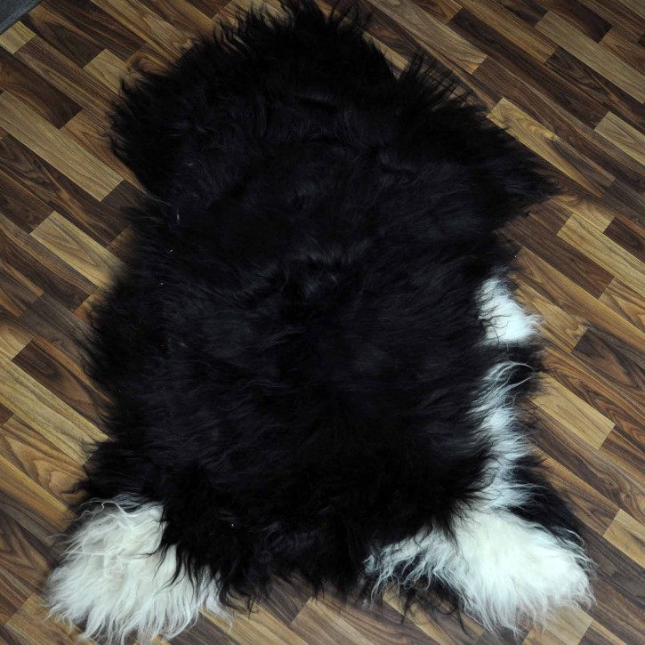 XXXL Island Schaffell schwarzbraun weiss 130x85 Teppich Krampus #2448