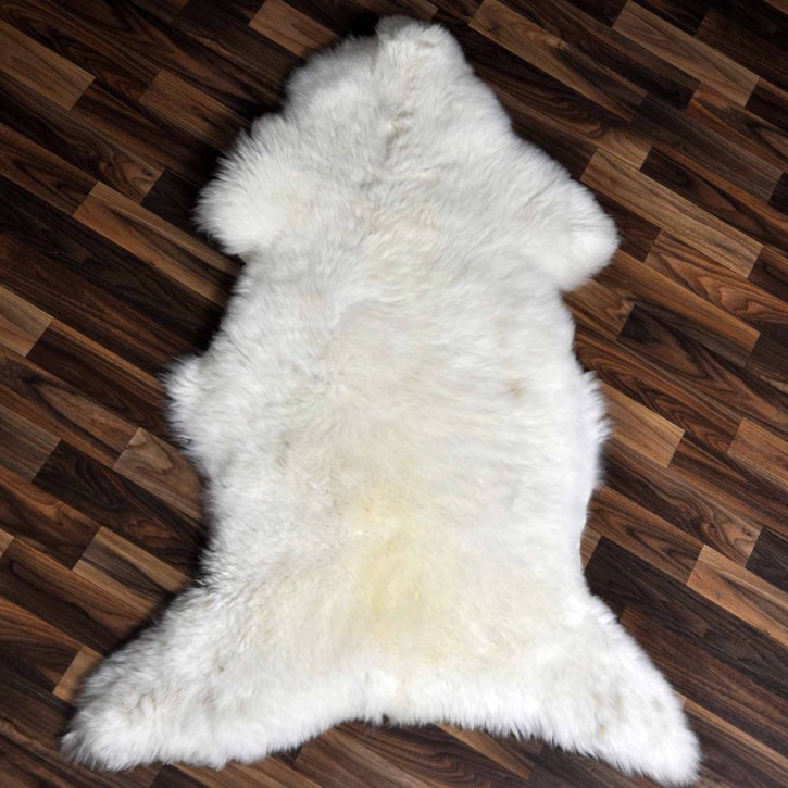 Echtes Schaffell Lammfell weiss braun 115x75 Stuhl Auflage #2461