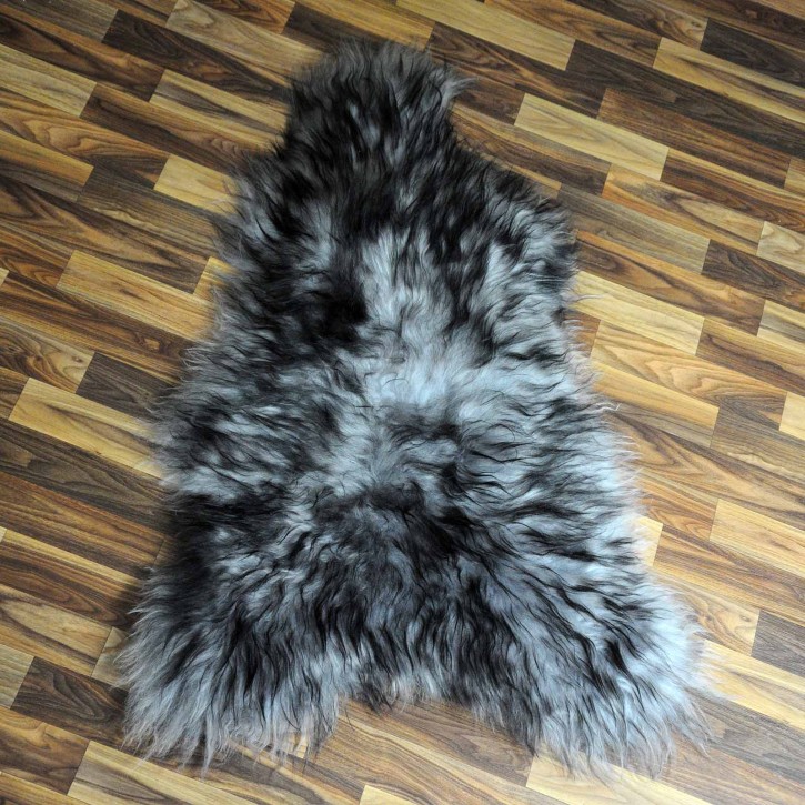 XL Island Schaffell grau schwarz geflammt 110x70 Krampus #5239