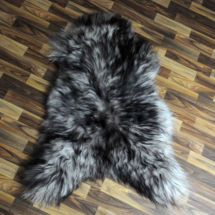 XL Island Schaffell grau schwarz geflammt 110x75 Krampus #5319