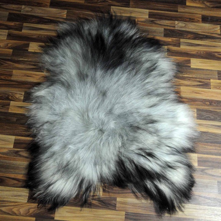 XL ÖKO Island Schaffell grau schwarzbraun 115x80 Krampus #5836