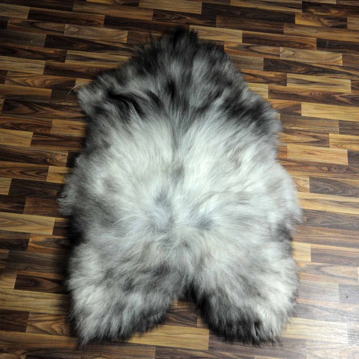 XXL ÖKO Island Schaffell grau schwarzbraun 125x80 Krampus #5837