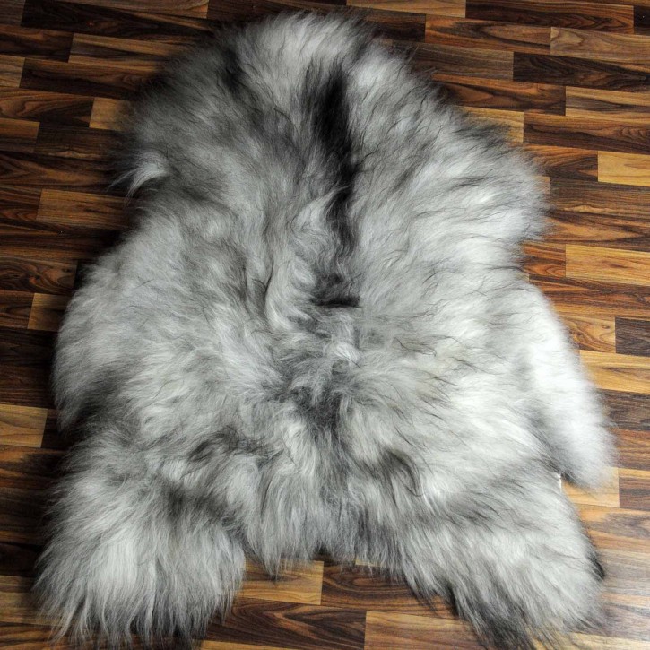 XXL ÖKO Island Schaffell grau schwarzbraun 120x85 Unikat #5903