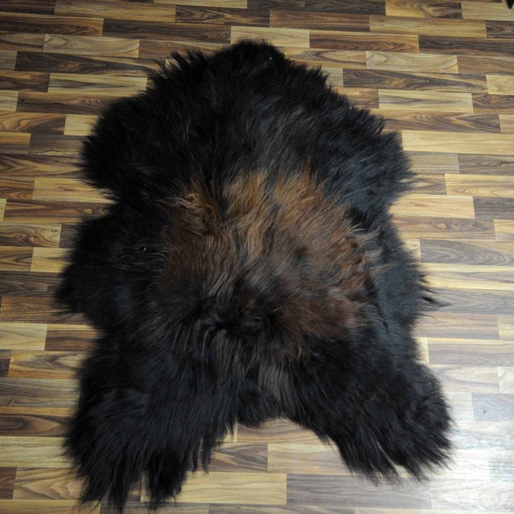 XXL ÖKO Island Schaffell schwarz braun geflammt 125x80 #6113