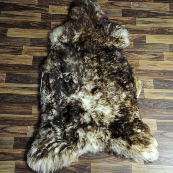 XXL ÖKO Schaffell Fell weiß braun geflammt 120x75 Lammfell Fell #6318