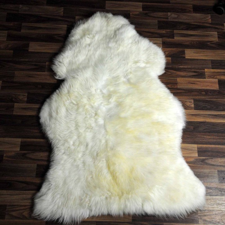 XXL ÖKO Schaffell Lammfell weiß braun 125x85 Teppich #6386