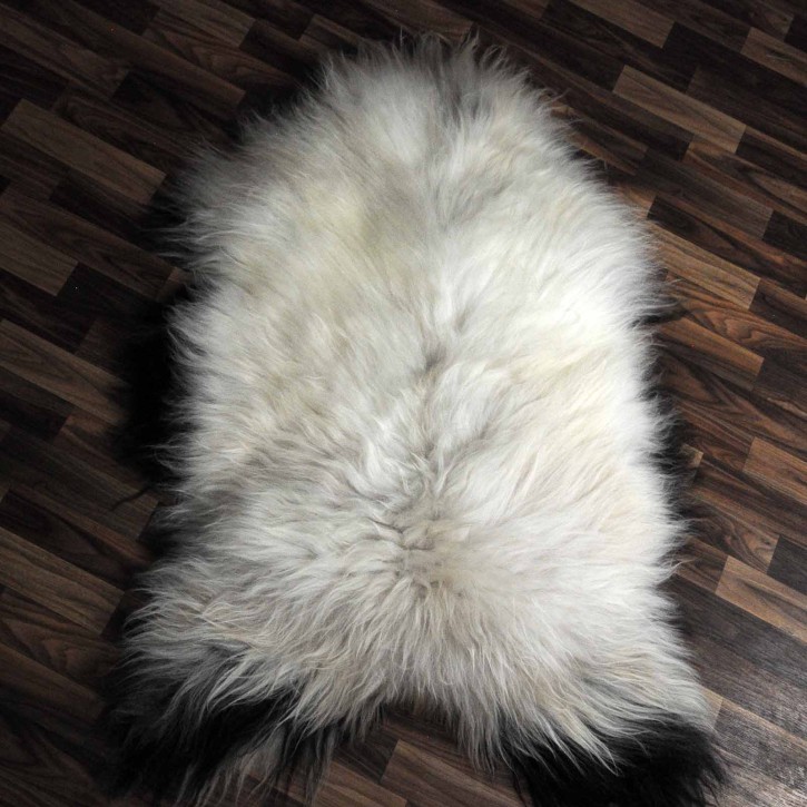 XXXL ÖKO Island Schaffell beige schwarzbraun 130x80 Unikat Krampus #6809