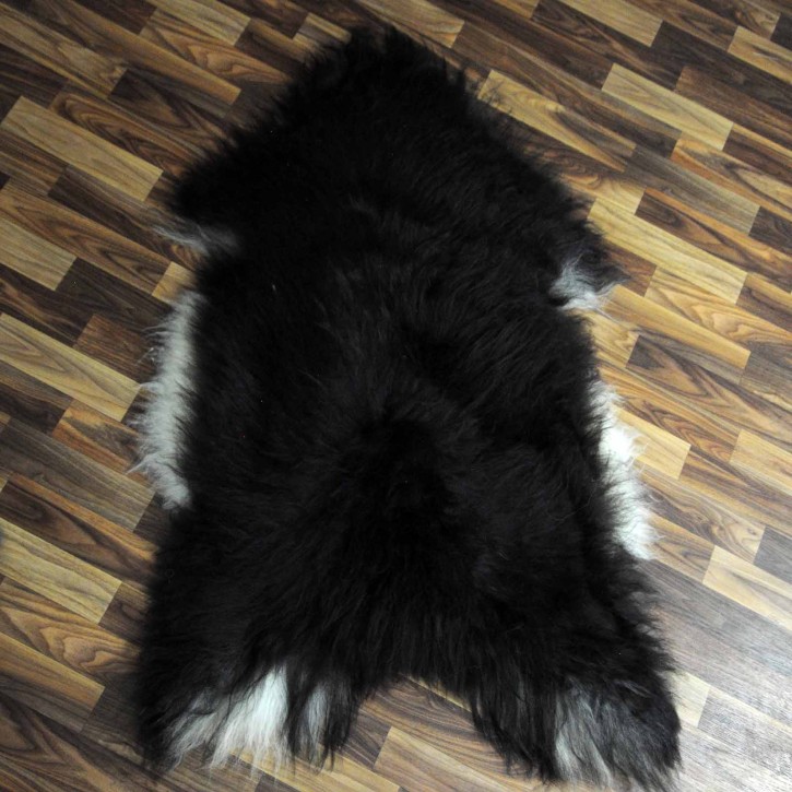 XL ÖKO Island Schaffell schwarzbraun weiß 115x75 Unikat Krampus #6816