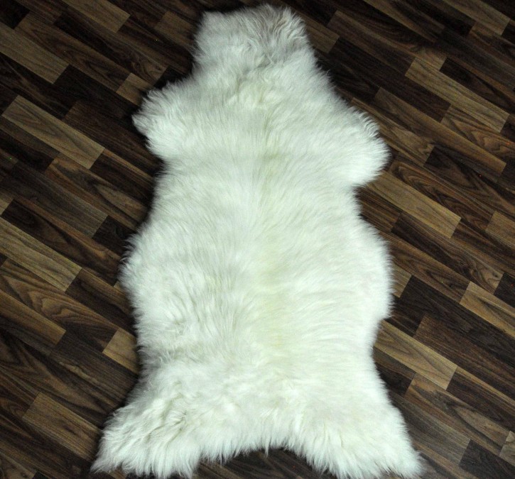 ÖKO echtes Schaffell Lammfell weiß braun 120x65 Teppich Fell #6883