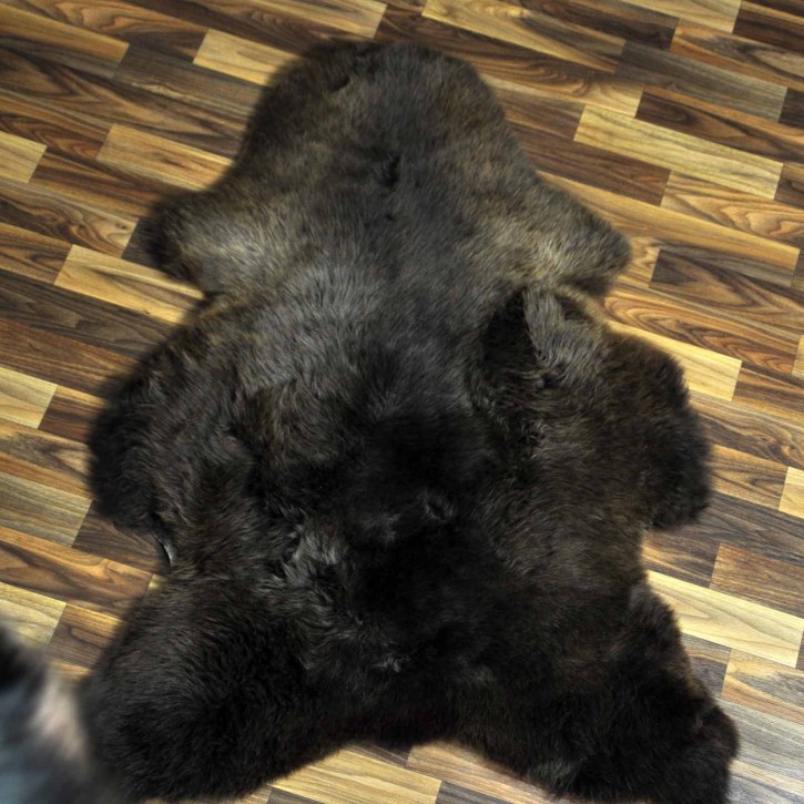 XL ÖKO großes Schaffell Lammfell braun grau 115x80 Grizzlybär #7067