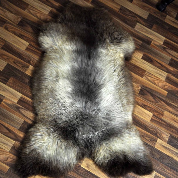 XXL ÖKO Schaffell Lammfell braun grau 125x80 echtes Fell #7103