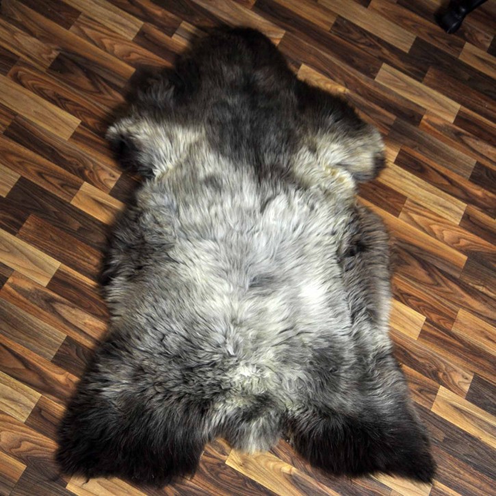 XXL ÖKO Schaffell Lammfell braun grau 120x80 echtes Fell #7104