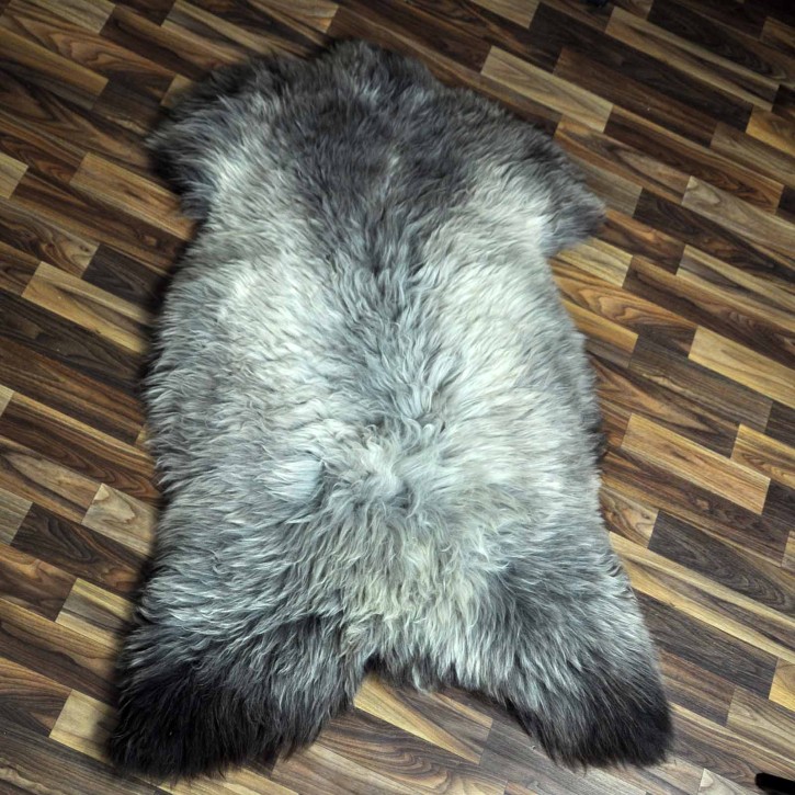 XXL ÖKO Schaffell Lammfell braun grau 125x80 echtes Fell #7197