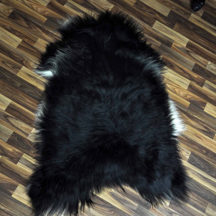 XL ÖKO Island Schaffell schwarzbraun weiß 115x80 Dekofell Pelz #7231