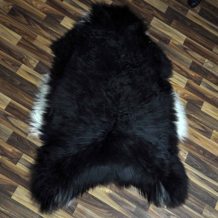 XXL ÖKO Island Schaffell schwarzbraun weiß 120x80 Dekofell Pelz #7232