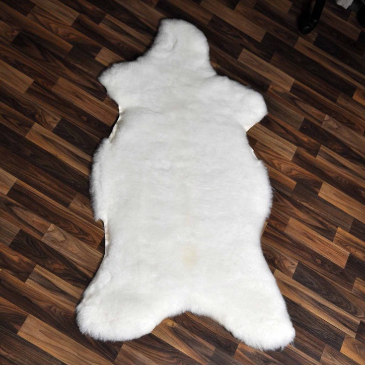 Großes Schaffell Fell weiß 125x70 geschoren Eisbär Teppich #7248
