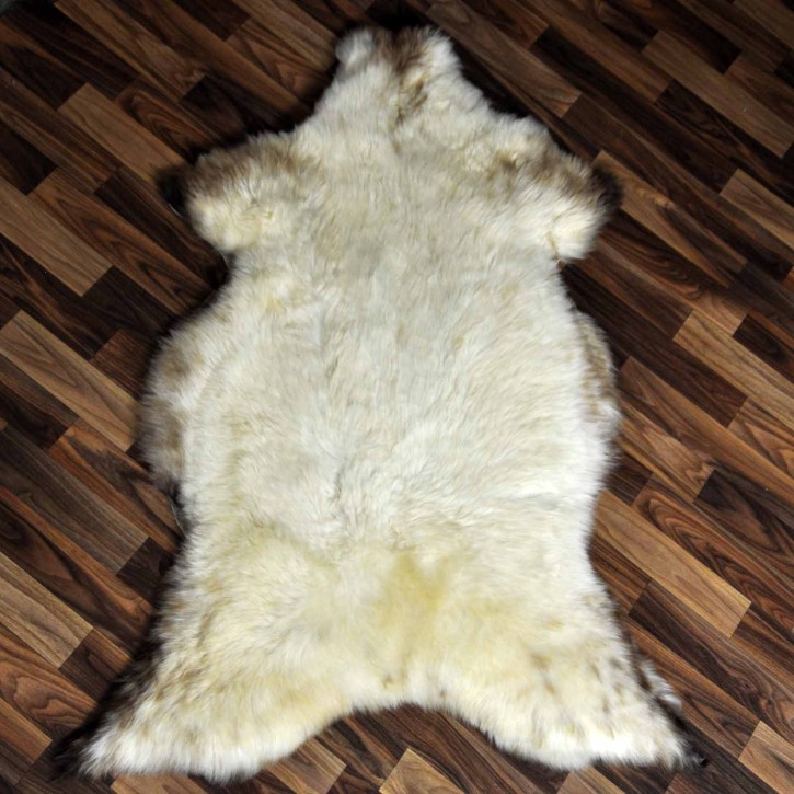 ÖKO echtes Schaffell Lammfell beige braun 115x80 Fellteppich #7258