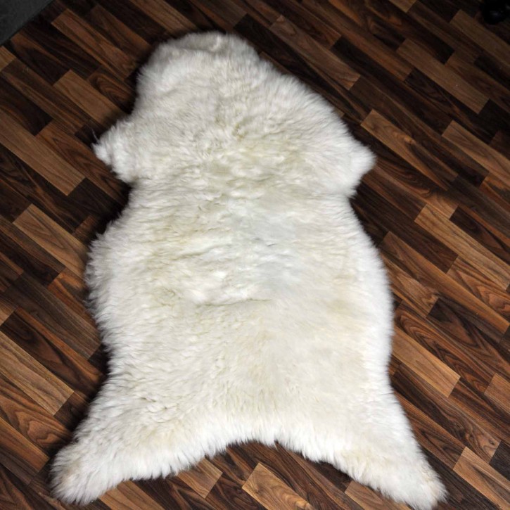 ÖKO echtes Schaffell Lammfell creme weiß 115x80 Fellteppich #7274