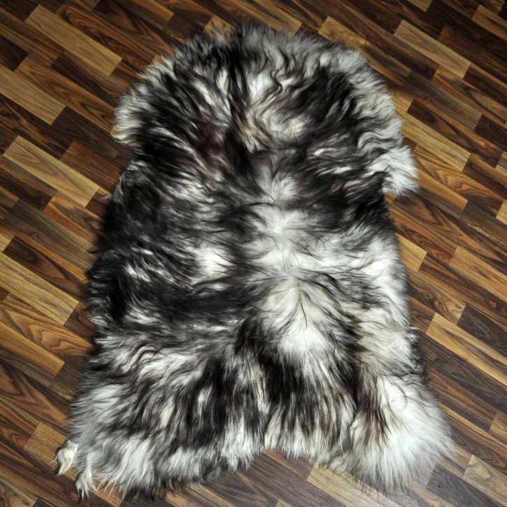 XXL ÖKO Island Schaffell weiß schwarzbraun geflammt 120x80 #7328