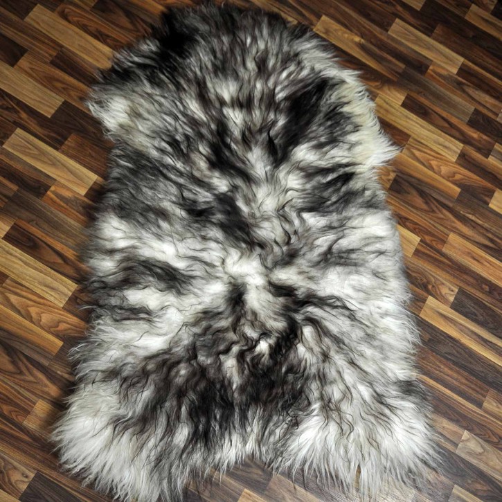 XXXL ÖKO Island Schaffell weiß schwarzbraun geflammt 135x85 #7333