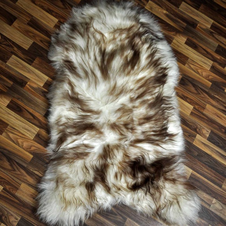 XXXL ÖKO Island Schaffell weiß braun geflammt 130x80 #7349
