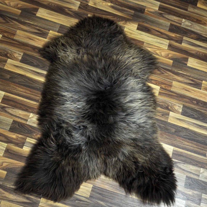 XL ÖKO Schaffell Lammfell braun grau 115x80 Teppich Kamin #7416