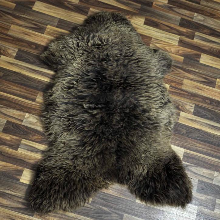 XXL ÖKO Schaffell Lammfell braun 120x75 Teppich Auflage #7420