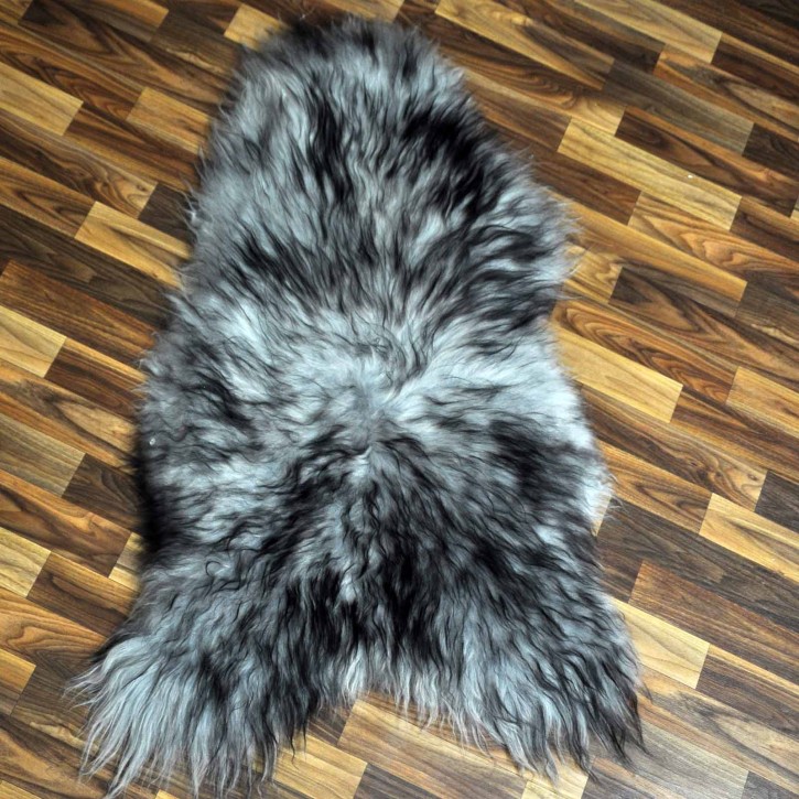 XL Island Schaffell grau schwarz geflammt 110x70 Krampus #7467