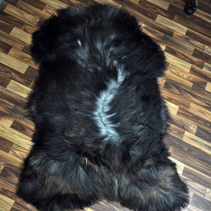 XXXL ÖKO Island Schaffell schwarzbraun grau 140x90 Unikat Krampus #7547