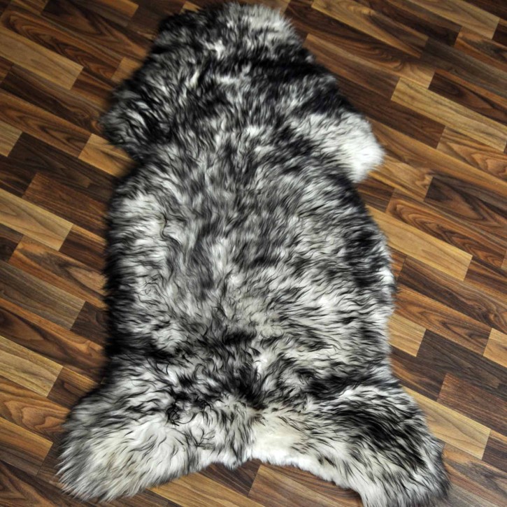 XL ÖKO Schaffell Fell weiß schwarzbraun geflammt 110x70 Lammfell #7592
