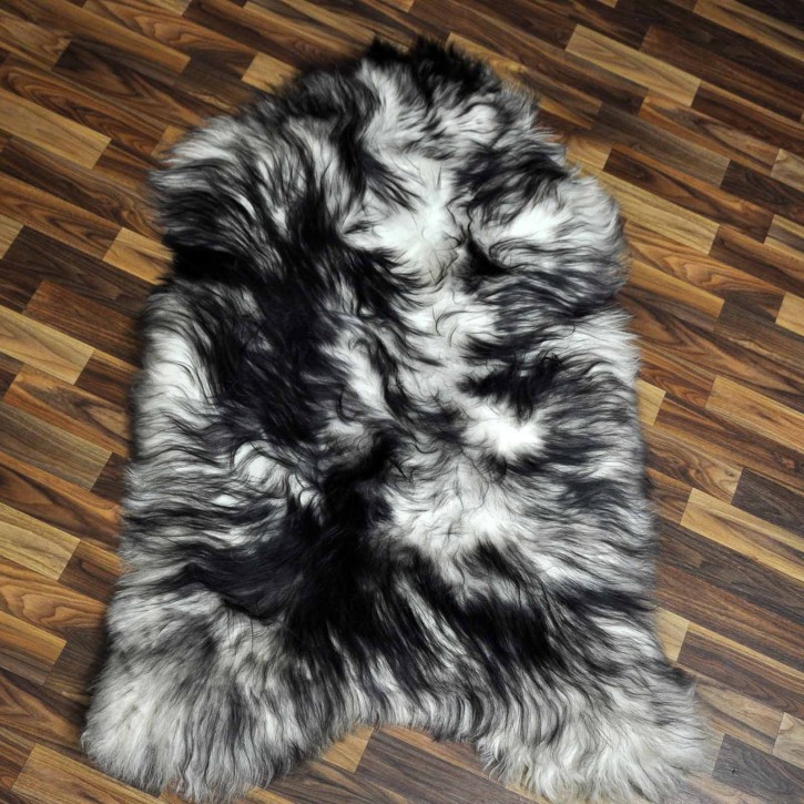 XXL ÖKO Island Schaffell weiß schwarzbraun geflammt 125x80 #7648