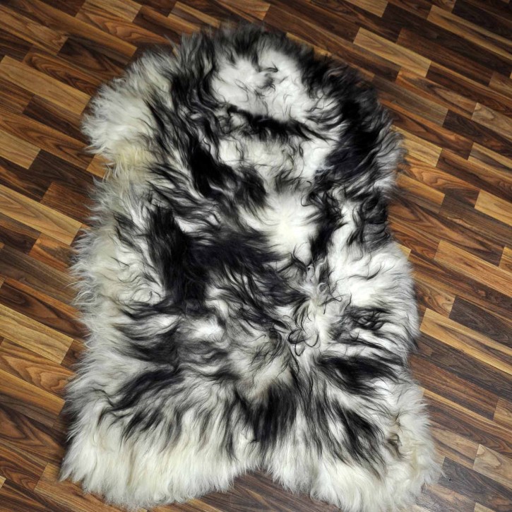 XXXL ÖKO Island Schaffell weiß schwarzbraun geflammt 135x90 #7649