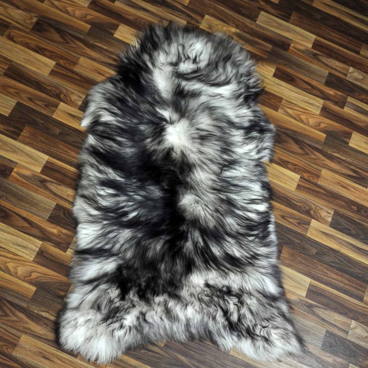 XXL ÖKO Island Schaffell weiß schwarzbraun geflammt 120x75 #7653