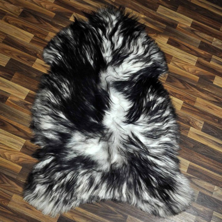 XXL ÖKO Island Schaffell weiß schwarzbraun geflammt 125x80 #7657