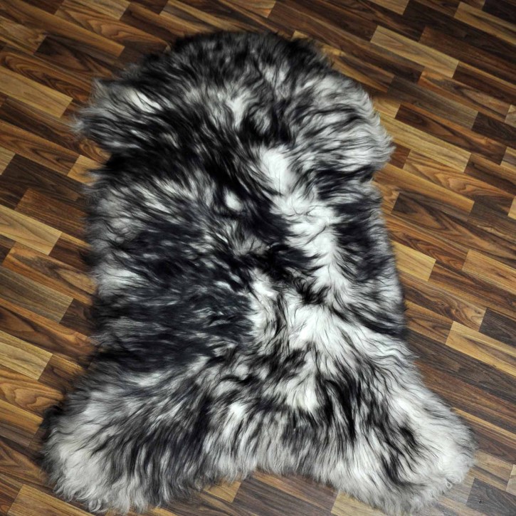 XXL ÖKO Island Schaffell weiß schwarzbraun geflammt 125x85 #7659