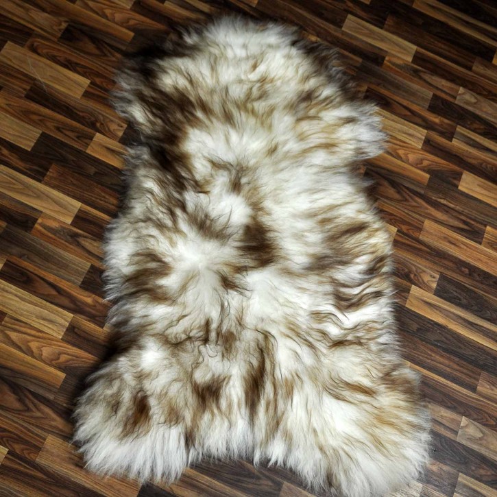 XXXL ÖKO Island Schaffell weiß braun geflammt 130x85 #7693