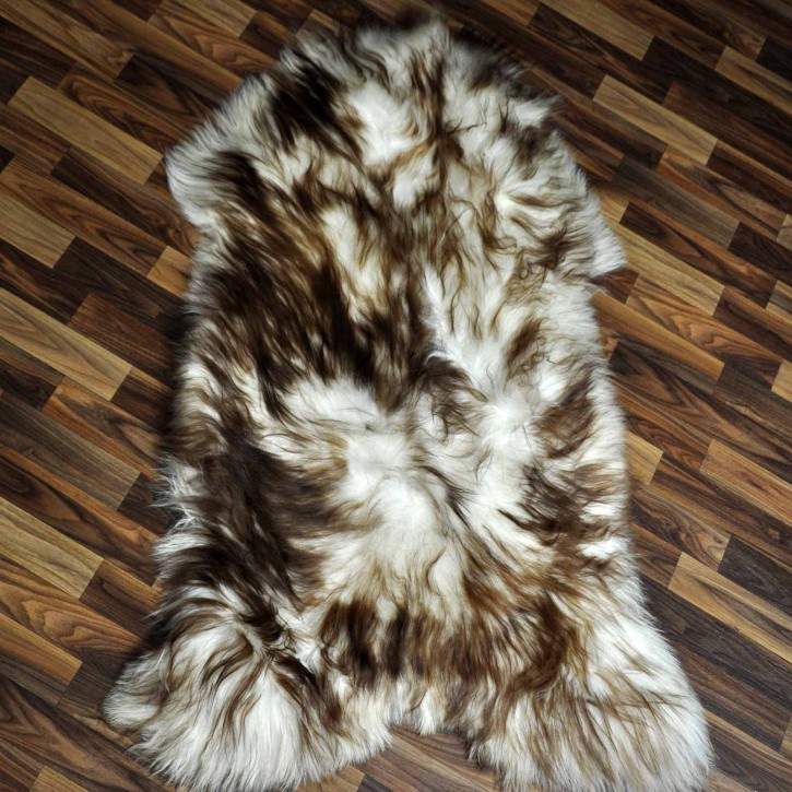 XXXL ÖKO Island Schaffell weiß braun geflammt 130x80 Krampus #8022