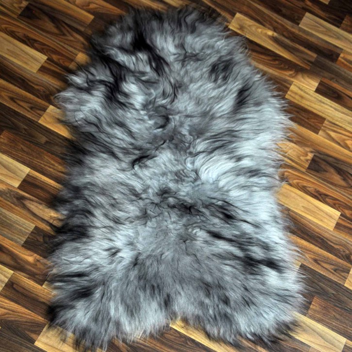 XL Island Schaffell grau schwarz geflammt 110x65 Krampus #8025
