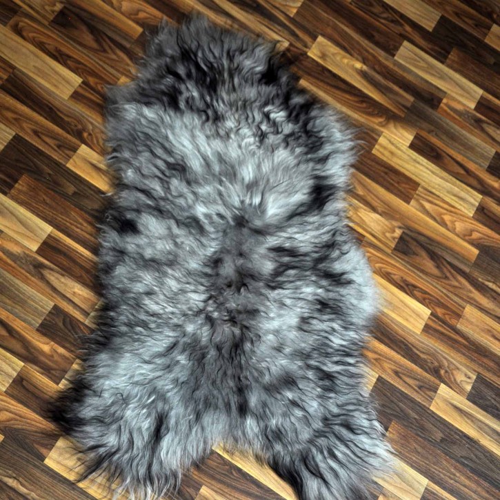 XL Island Schaffell grau schwarz geflammt 110x65 Krampus #8026