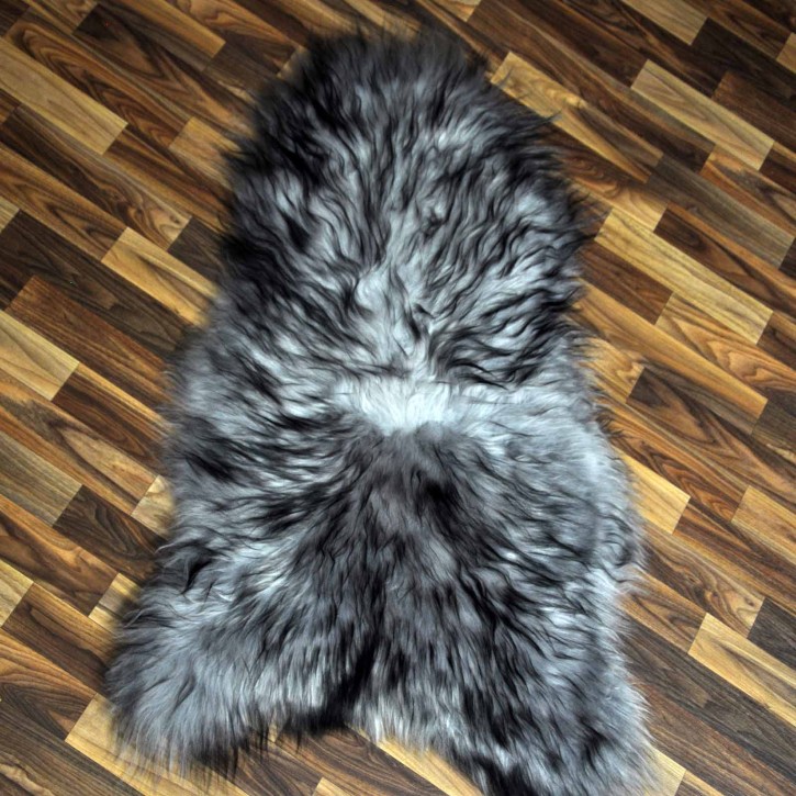 XL Island Schaffell grau schwarz geflammt 110x70 Krampus #8027