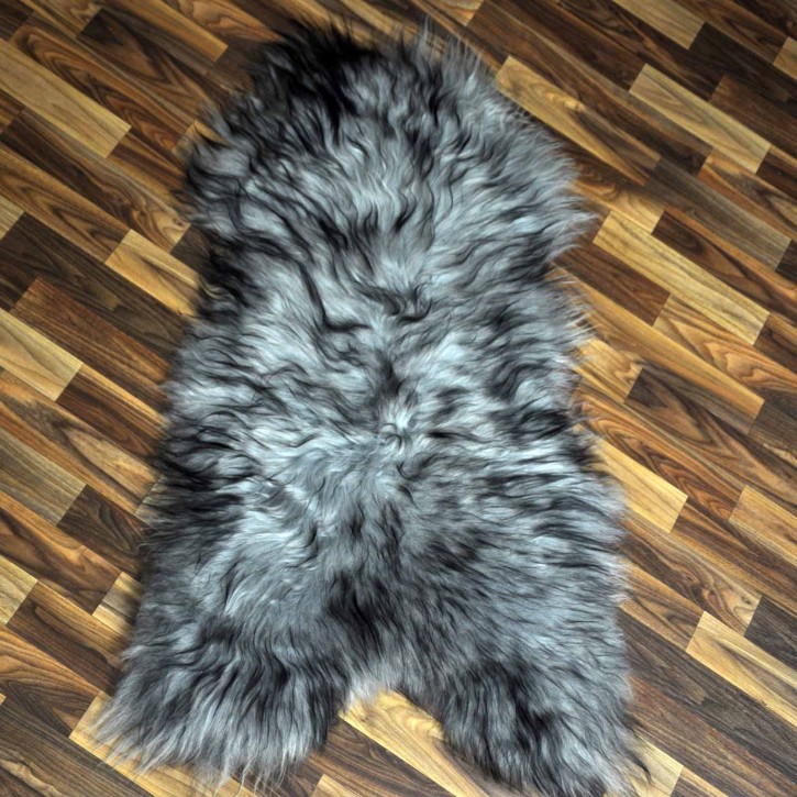 XL Island Schaffell grau schwarz geflammt 110x65 Krampus #8028
